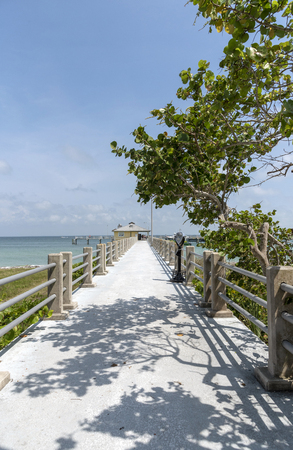 Pier and cafe at the Fort DeSoto National Park, Florida, USAのeditorial素材