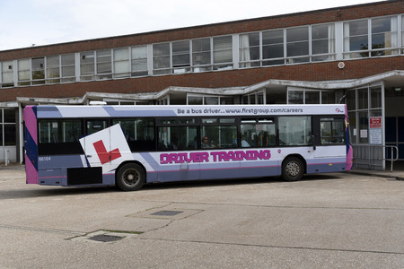 Gosport,Hampshire, England, UK.  Bus driver training vehicle at Gosport bus station