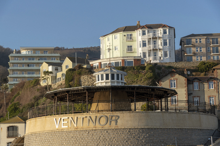 Ventnor, Isle of Wight, UK. February 2019. This popular seaside resort seen along the Esplanade  in winter sunshine.のeditorial素材