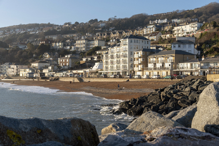 Ventnor, Isle of Wight, UK. February 2019. This popular seaside resort seen along the Esplanade  in winter sunshine.のeditorial素材