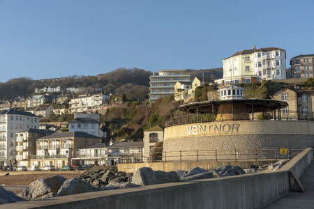 Ventnor, Isle of Wight, UK. February 2019. This popular seaside resort seen along the Esplanade  in winter sunshine.のeditorial素材