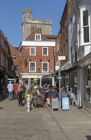 Winchester, Hampshire, England, UK. The Square a popular shopping and meeting place in the city...