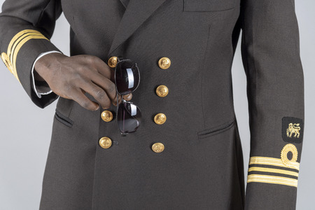 Lieutenant Commander wearing uniform of the South African Navy.の写真素材