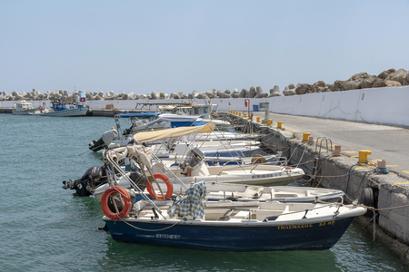 Ierapetra, Crete, Greece. June2019. The small fishing harbour at Ierapetra southern Creteのeditorial素材