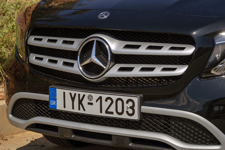 Crete, Greece. June 2019. A black Mecedes Benz GLA 180 stationary on a Cretan road close to Malia.のeditorial素材