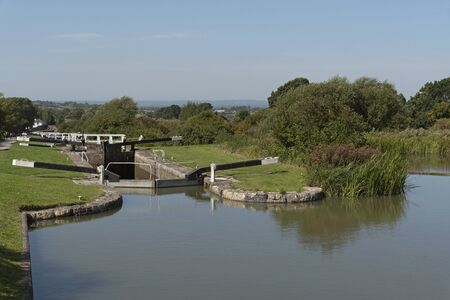 Devizes, Wiltshire, England, UK. August 2019.  A lock on the Kennet and Avon Canal,の写真素材