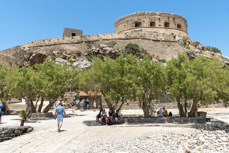 Spinalonga island, Crete, Greece. June 2019. Fortifications on the former Leper Colony, Spinalonga situated in the Gulf of Mirabello, Creteのeditorial素材