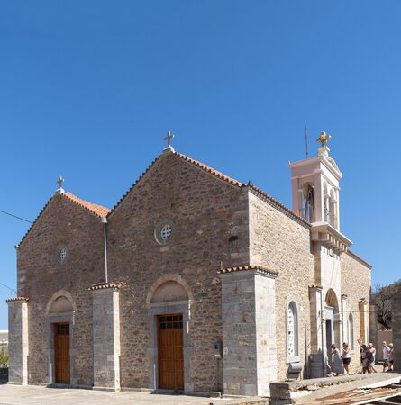 Vrouchas, Crete, Greece. October 2019. Exterior of the village church in the cntre of this small mountain village close to Plaka, Creteのeditorial素材