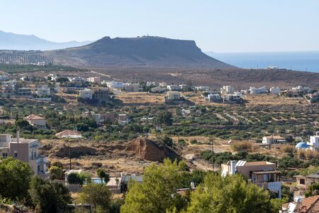 Gouves, Heraklion, Crete, Greece. October 2019. Overview of a residential and farming area, mainly olive groves at Gouves, Creteのeditorial素材
