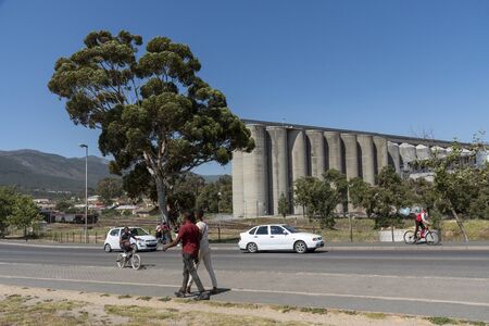 Caledon, Western Cape, South Africa. Dec 2019.  Large concrete grain silos on the edge of this town, located in the Overberg region.のeditorial素材