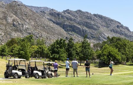 Ceres, Western Cape, South Africa. Dec 2019. Golfers playing golf on the  course  at Ceres Golf Club.のeditorial素材