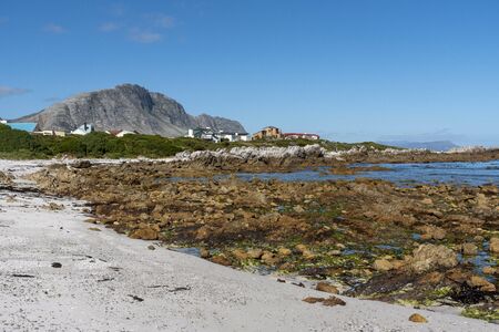 Betty's Bay, Western Cape, South Africa. December 2019. Mountains, properties and the beach at Betty's Bay on the garden route in South Africa.のeditorial素材