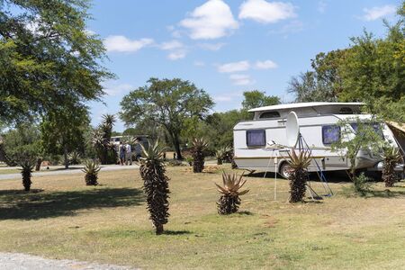 Swellendam, Western Cape, South Africa. December 2019. Caravan on a campsite in Africaのeditorial素材