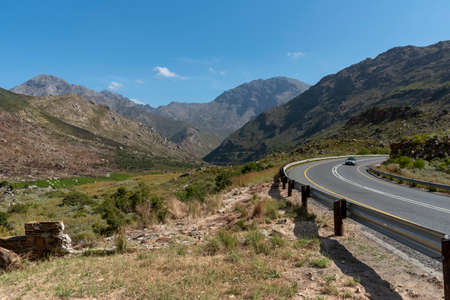 Michell's Pass, Ceres, Western Cape, South Africa. 2019. Michell's Pass, the R46 highway close to Ceres and Skurweberg mountains in the Western Cape, South Africaのeditorial素材