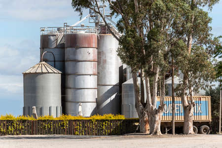 Riebeek West, South Africa. Dec2019.  Grain silos used for storing wheat in the Swartland region of South Africaのeditorial素材