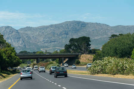 Meadowbridge, Cape Town, South Africa. Dec 2019. The M3 motorway from Cape Town to Muizenberg at junction 15 for Meadowbridge and M38 highway.のeditorial素材