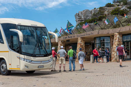 Cape Point, Western Cape, South Africa. Dec 2019. Tour buses and visitors at Cape Point in the Table Mountain National Park, South Africa.のeditorial素材