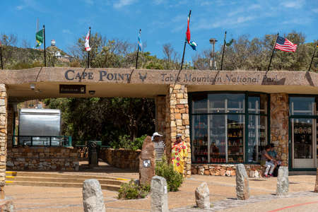 Cape Point, Western Cape, South Africa. Dec 2019. The funicular station, shops and visitors at Cape Point in the Table Mountain National Park, South Africa.のeditorial素材