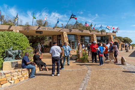 Cape Point, Western Cape, South Africa. Dec 2019. The funicular station, shops and visitors at Cape Point in the Table Mountain National Park, South Africa.のeditorial素材