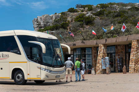 Cape Point, Western Cape, South Africa. Dec 2019. Tour buses and visitors at Cape Point in the Table Mountain National Park, South Africa.のeditorial素材