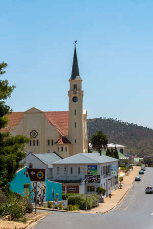 Napier, Overberg region, South Africa. 2019. Town centre of Napier and  the Dutch Reform Church a visitor attraction on the main street of this African town in the Overberg region.のeditorial素材