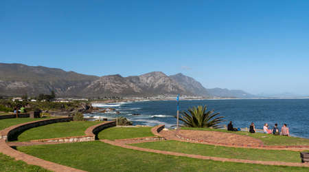 Hermanus, Western Cape, South Africa. 2019. Coastal landscape from a cliff top in Hermanus a holiday...