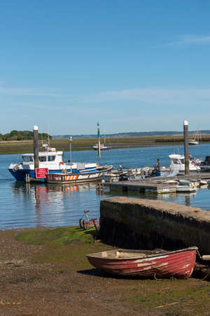 Lymington, England, UK. May 2020. Slipway and small boats on the Lymington River, Hampshire, England, UKのeditorial素材