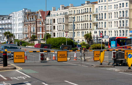 Southsea, Portsmouth, England, UK, May 2020. The seafront road at the Southsea coastal resort closed to traffic during Covid-19 outbreakのeditorial素材