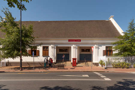 Franschhoek, Wesstern cape, South Africa.2022. Exterior view of a post office, red letterbox and mailbox collection area.の写真素材