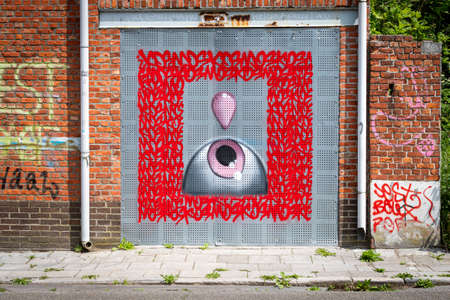 This is a street view of Doel which is an abondonded ghost town in Belgiumのeditorial素材