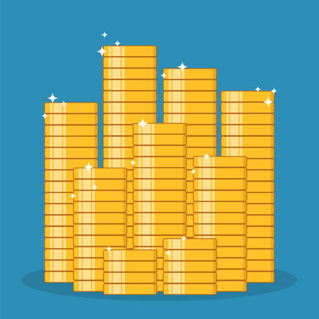 Stack of Gold Coins flat design style Illustrations.のイラスト素材