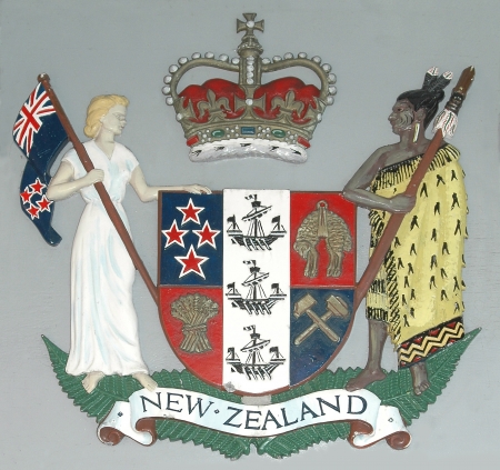New Zealand Coat of Arms at Shantytown Post Office, West Coast, South Island, New Zealandのeditorial素材