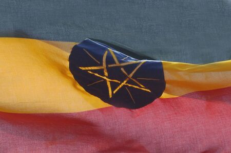 Closeup of Ethiopian flag の写真素材