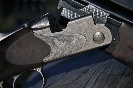 Detail of breech on 12-gauge shotgun