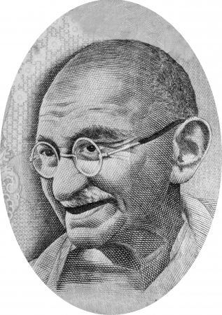 Engraving of Mohandas Karamchand Gandhi  2 October 1869  30 January 1948 , commonly known as Mahatma Gandhi, who was the preeminent leader of Indian nationalism in British-ruled India  Image adapted from Indian currency のeditorial素材