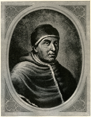 Pope Leo X, who reigned at the time of Martin Luther. Illustration from "Martin Luther" by Gustav Freytag, published by The Open Court Publishing Company, 1897のeditorial素材