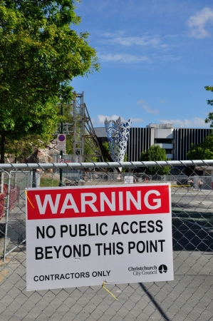 CHRISTCHURCH, NEW ZEALAND, NOVEMBER 16, 2012 - The iconic Anglican Cathedral remains cordoned off in the red zone of Christchurch, South Island, New Zealand, since the earthquake of 22-2-2011のeditorial素材