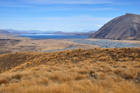 Light frost heralds an autumn morning in the high country, New Zealandの写真素材