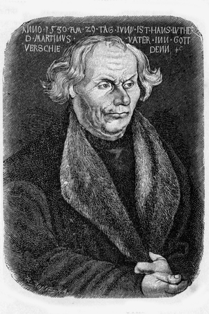Hans Luther, father of Martin Luther, from an engraving of a portrait by Cranach, 1527のeditorial素材