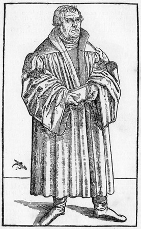 Martin Luther in 1546, from a woodcut by Cranach,  published in Life of Luther by Julius Kostlin, 1900のeditorial素材