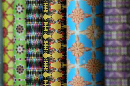 Background of decorated columns at the Christchurch Arts Centre, New Zealand, in 2007 before the big...