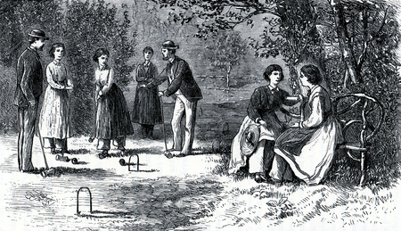 Scene from the Oneida community in 19th Century USA, engraving from The Communistic Societies of the United States, by Charles Nordoff, 1875.のeditorial素材
