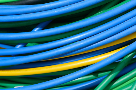 colourful background of electrical cablesの写真素材