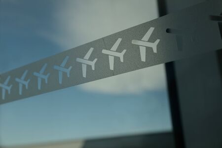Aeroplane stencils decorate a departure loungeの写真素材