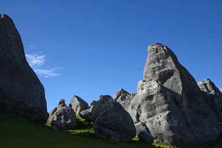 Limestone outcrops at Castle Hill, South Island, New Zealandの写真素材