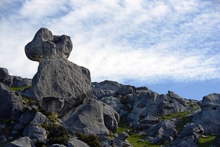 Limestone outcrops at Castle Hill, South Island, New Zealandの写真素材