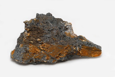 A specimen of pyrolusite, an ore of manganese, from the Platte Mine, Dundas Mine, Tasmaniaの写真素材