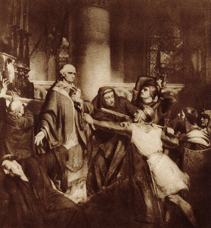 Murder of Thomas Becket, the Norman Archbishop of Canterbury, on December 29, 1170