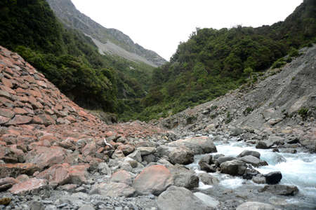 detail of a cascade in the Otira River near Arthurs Pass, New Zealand