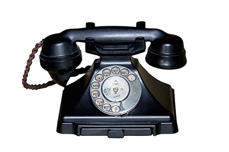 Black bakelite telephone handsetの写真素材